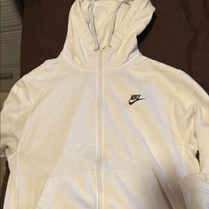 Nike White Zip-Up Hoodie